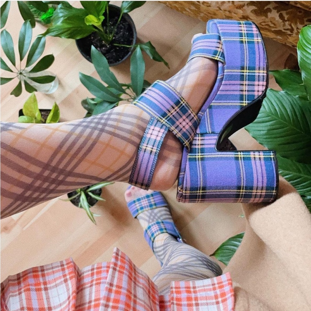 Purple Plaid Jeffrey Campbell Heels, Size 8